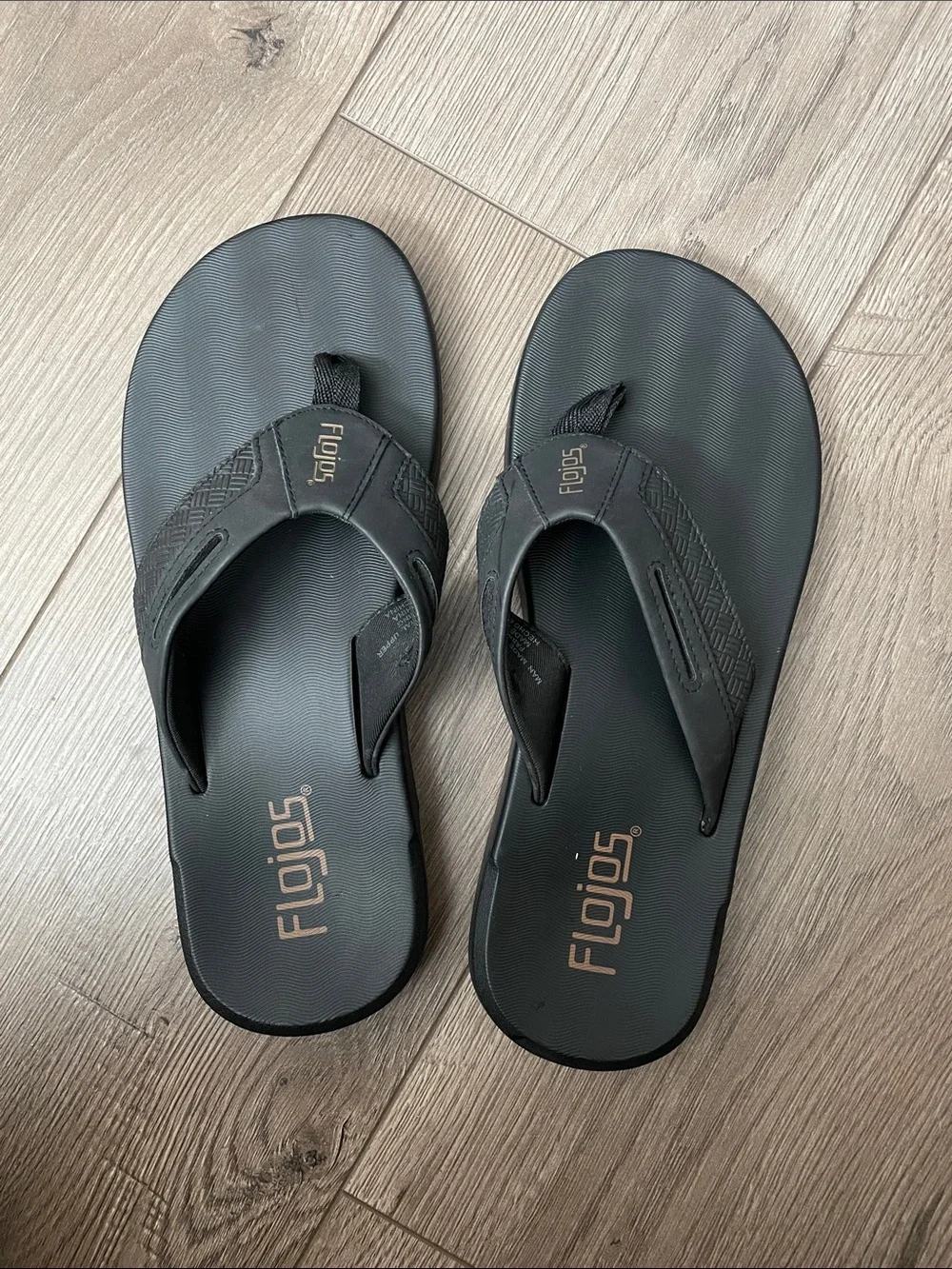 Flojos Men's Memory Foam Thong Flip Flop Sandals Sz:8 Black